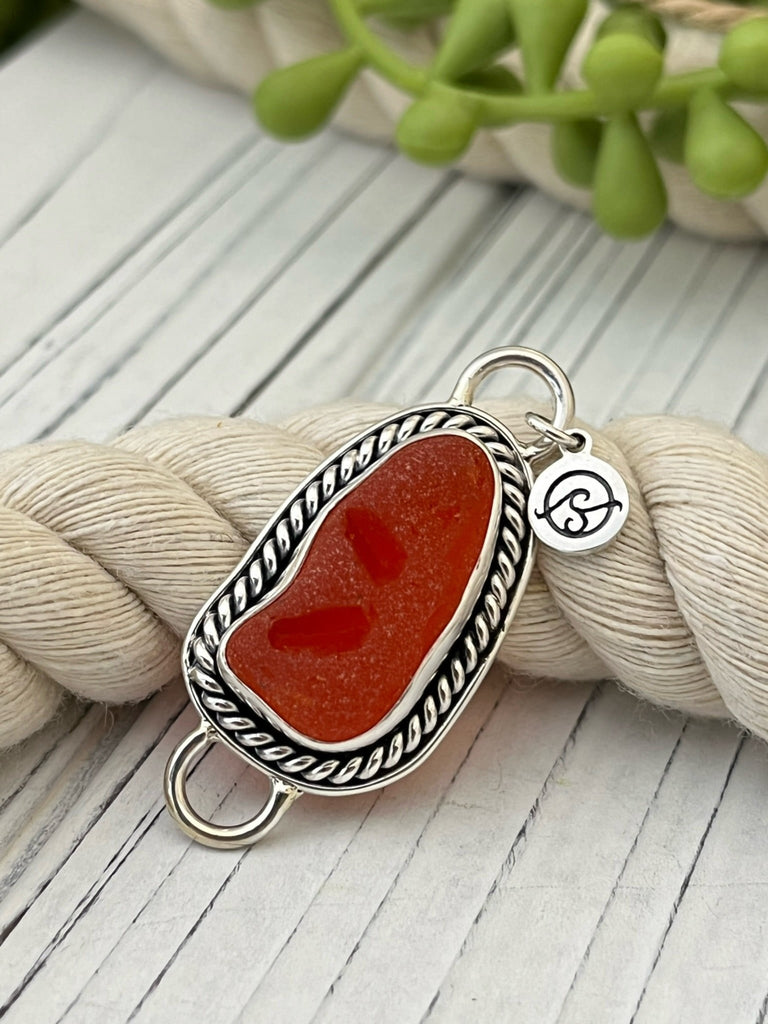 Fiery Orange Textured Sea Glass Soul Center - Ocean Soul