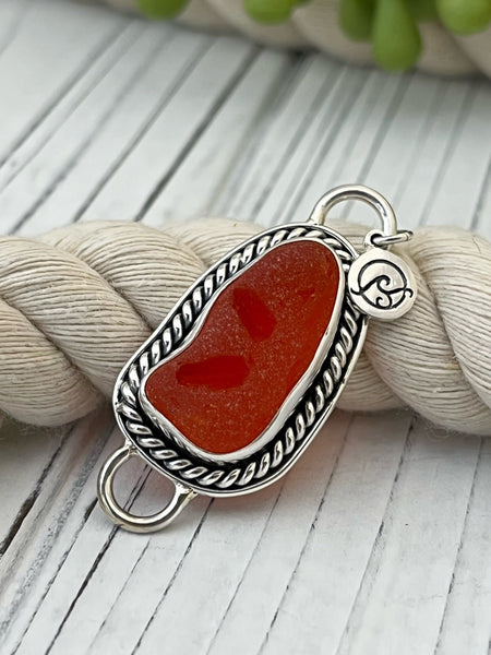 Fiery Orange Textured Sea Glass Soul Center - Ocean Soul