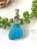Frosted Caribbean Sea Glass Pendant with Hand-carved bail and logo - Ocean Soul