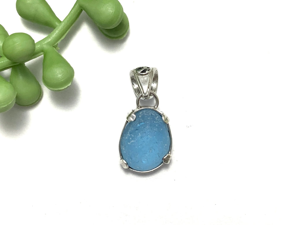 Frosted Ice Blue Prong Set Pendant - Ocean Soul