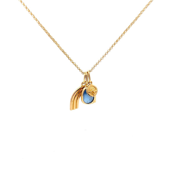 Gold Vermeil Necklace with Cornflower Sea Glass - Ocean Soul