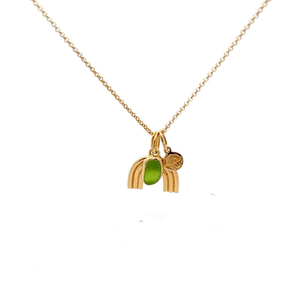 Gold Vermeil Necklace with Green Sea Glass - Ocean Soul