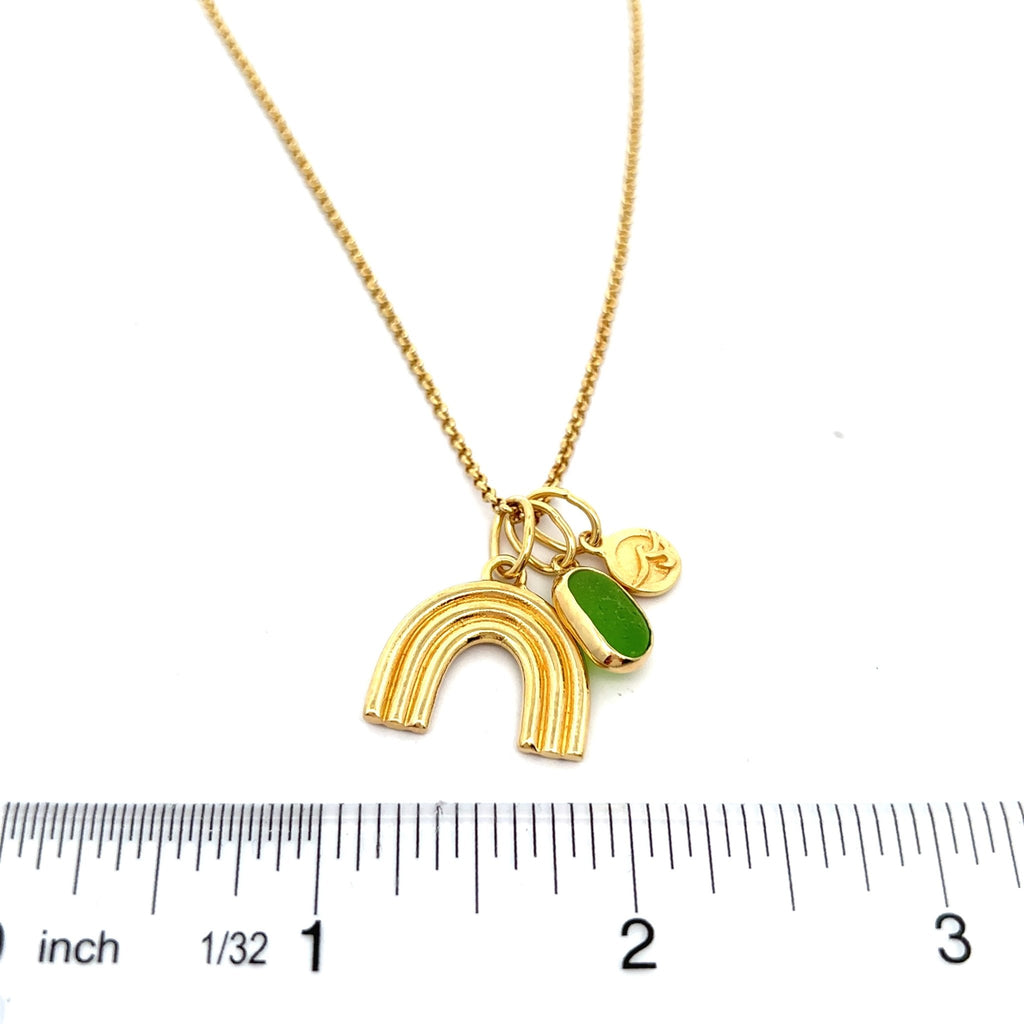 Gold Vermeil Necklace with Green Sea Glass - Ocean Soul