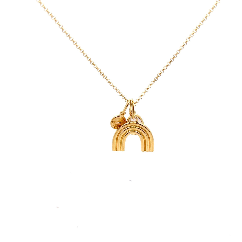 Gold Vermeil Rainbow Necklace with Blush Sea Glass - Ocean Soul