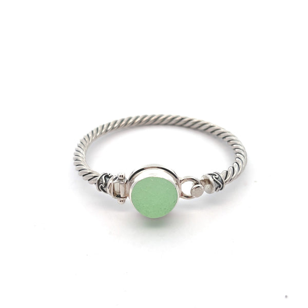 Green Sea Glass Twisted Cuff Bracelet - Ocean Soul