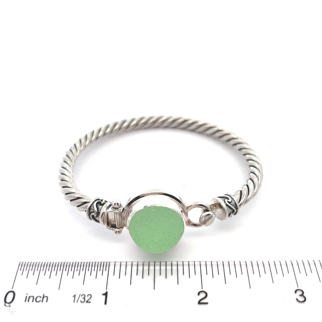 Green Sea Glass Twisted Cuff Bracelet - Ocean Soul