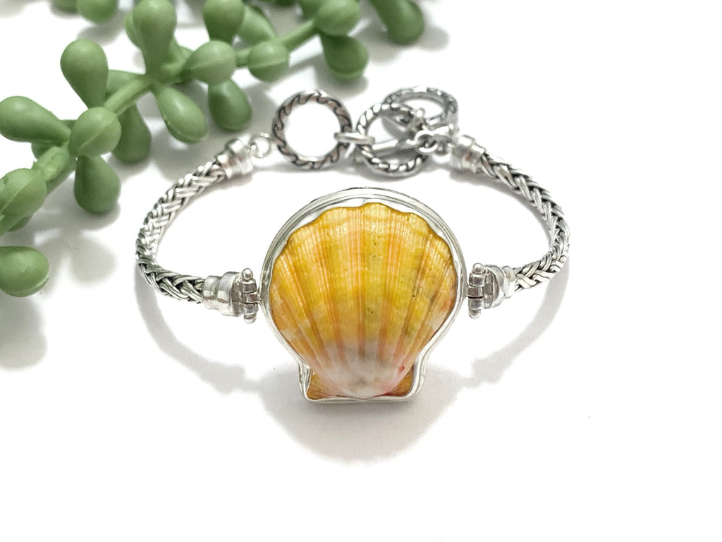 Hawaiian Sunrise Shell on Romano Adjustable Bracelet - Ocean Soul