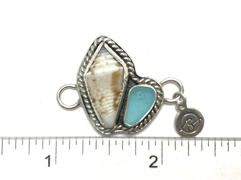 Juvenile Milk Conch and Aqua Sea Glass Nautical Rope Soul Center - Ocean Soul