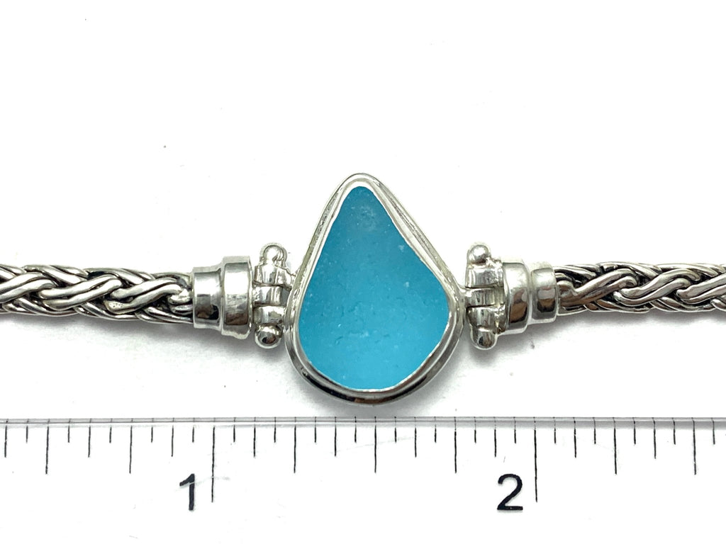 Light Aquamarine Sea Glass on Romano Adjustable Bracelet - Ocean Soul