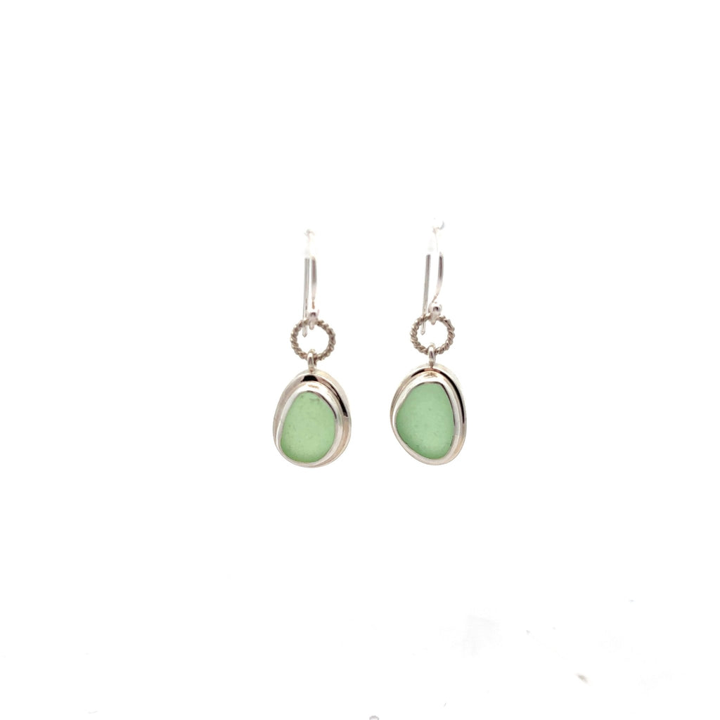 Light Green Sea Glass Earrings - Ocean Soul