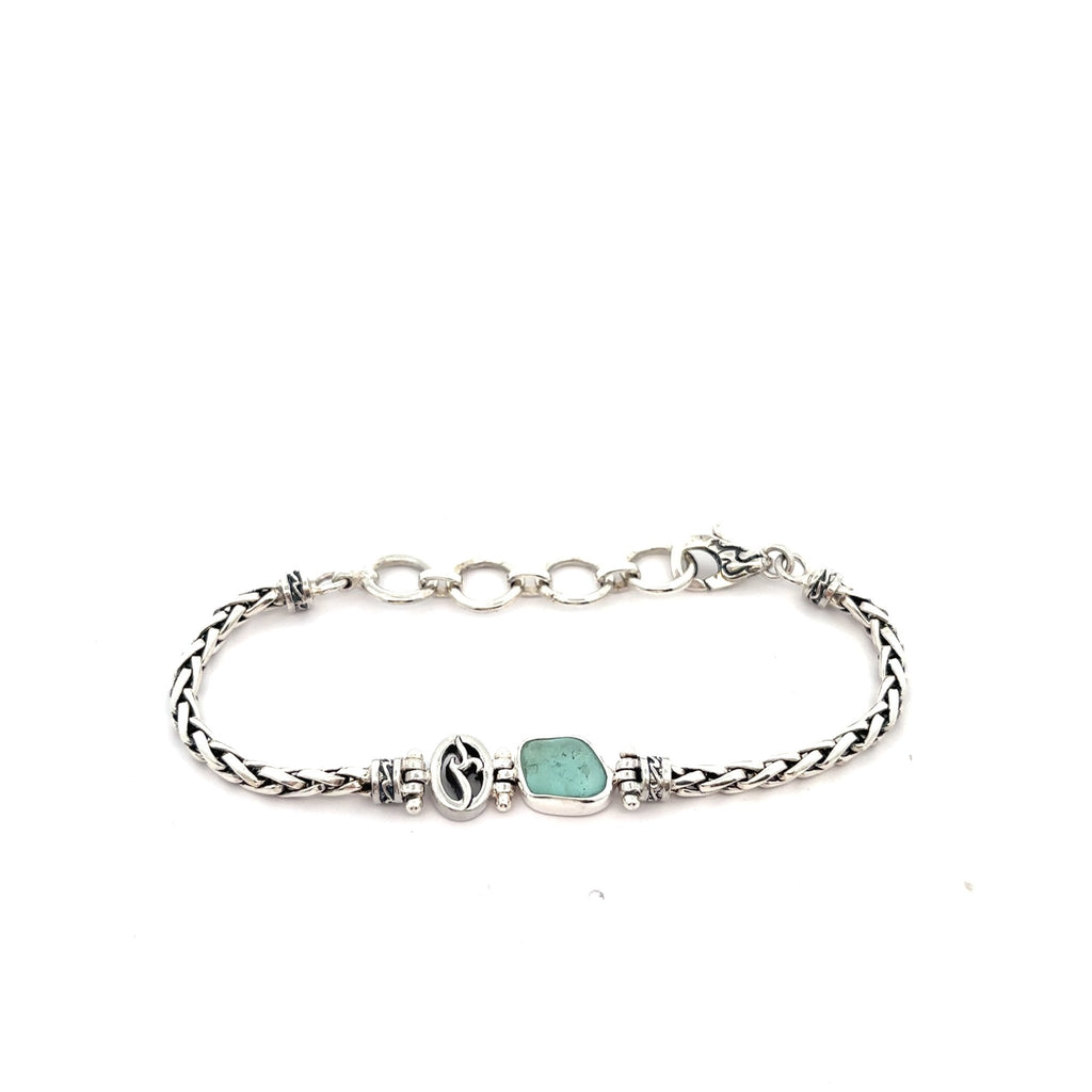 Light Sea-Foam Sea Glass on the Dainty Adjustable Bracelet - Ocean Soul