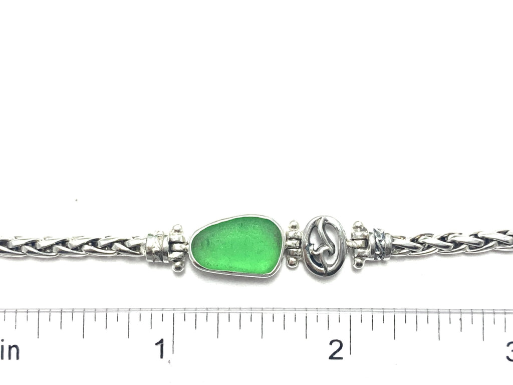 Moss Green Sea Glass Dainty Adjustable Bracelet - Ocean Soul