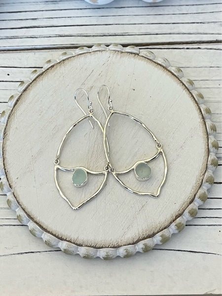 Pastel Seafoam Sea Glass Almond Earrings - Ocean Soul