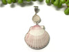 Pink and White Scallop with White Sea Glass Pendant - Ocean Soul