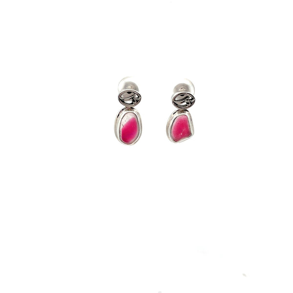 Pink Multi Sea Glass Post Earrings with OS Logo - Ocean Soul