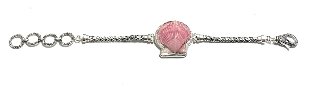 Pink Scallop on the Romano Adjustable Bracelet - Ocean Soul