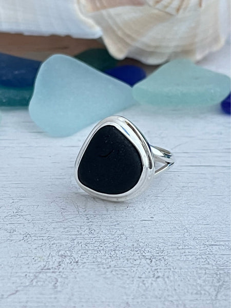 Pirate Sea Glass Statement Ring - Size 6 - Ocean Soul