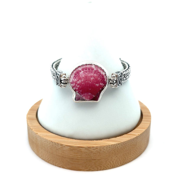 Raspberry Scallop on the Marco Adjustable Bracelet - Ocean Soul