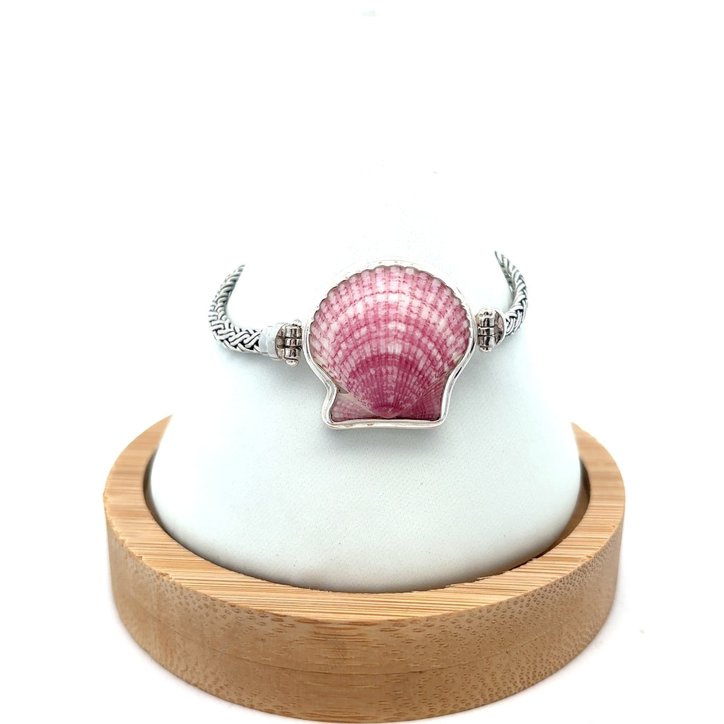 Raspberry Scallop on the Romano Adjustable Bracelet - Ocean Soul