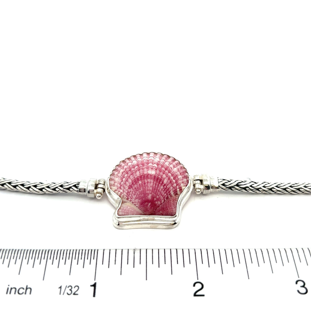 Raspberry Scallop on the Romano Adjustable Bracelet - Ocean Soul