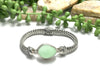 Sage Green Sea Glass on Bali Wave Bracelet - Ocean Soul