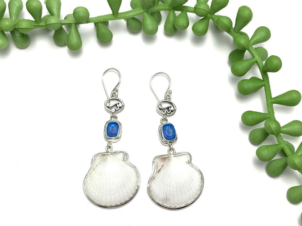 Scallop and Swarovski Crystal Earrings - Ocean Soul