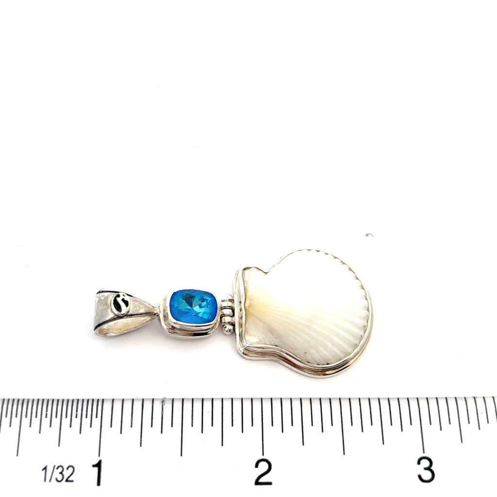 Scallop and Swarovski Pendant - Ocean Soul