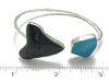 Shark Tooth and Light Aqua Sea Glass By-Pass Bracelet - Ocean Soul