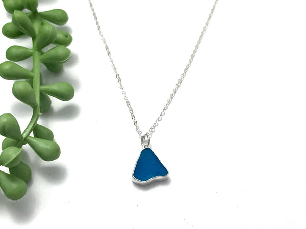 Teal Blue Sea Glass Necklace - Ocean Soul