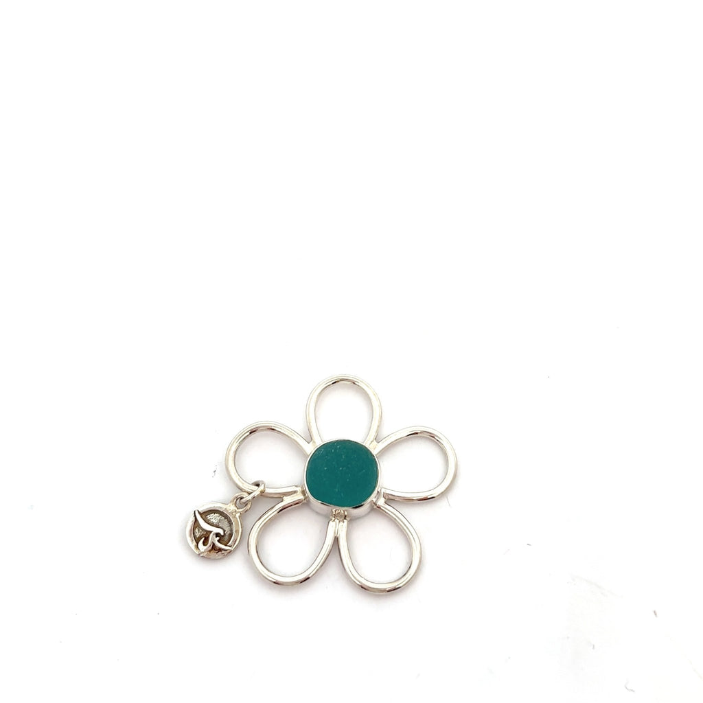 Teal Sea Glass Floating Flower Soul Center - Ocean Soul