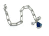 Three Shades of Blue Sea Glass Multi on Sterling Silver Paperclip Bracelet - Ocean Soul