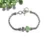 UV Green Sea Glass on Dainty Adjustable Chain Bracelet - Ocean Soul