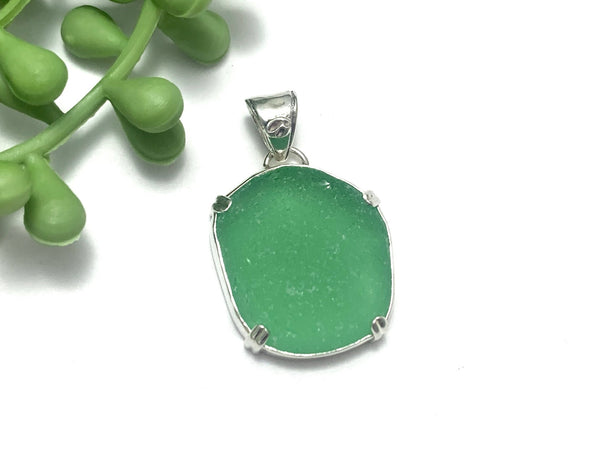 Vibrant Green Sea Glass Pendant - Ocean Soul